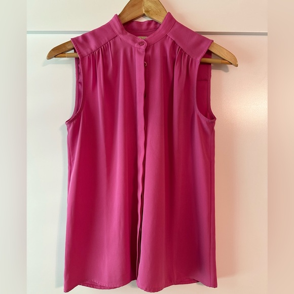 J. Crew pink button up, high neck tank, size zero. - Picture 2 of 8
